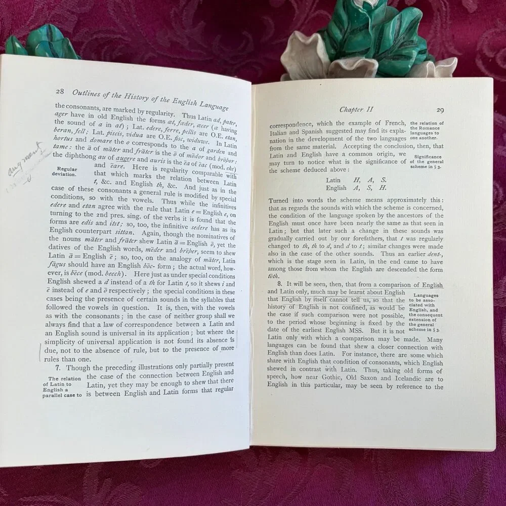 1900 Outlines of the History of the English Language, Antique School Book
